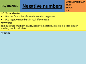 Negative Numbers Lesson: Four Operations & Real-Life Maths