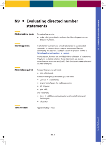 Evaluating Directed Number Statements (N9) &ndash; Maths Lesson Plan