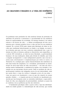 As Grandes Cidades e a Vida do Esp&iacute;rito - Georg Simmel (1903)