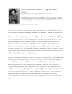 How It Feels to Be Colored Me: Hurston Essay, Quiz & Analysis