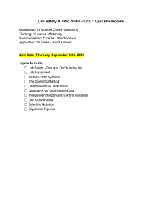 Lab Safety & Intro Skills Unit 1 Quiz Breakdown Study Guide
