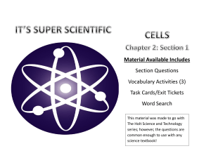 Cells: Basic Units of Life &ndash; Worksheets, Vocabulary & Task Cards