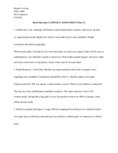 Brad Sherman Campaign Assignment Part 3 | Political Science Coursework