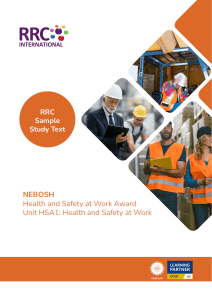 NEBOSH HSA1 Health and Safety at Work Award Study Text | RRC