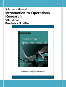 Introduction to Operations Research 9th Ed Solutions Manual Hillier