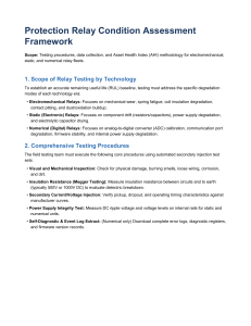 Protection Relay Condition Assessment Framework: Testing & AHI Guide