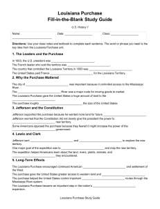 Louisiana Purchase Fill-in-the-Blank Study Guide with Answer Key