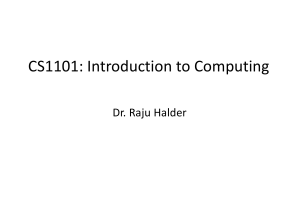 CS1101 Introduction to Computing &ndash; Lecture Slides by Dr. Raju Halder
