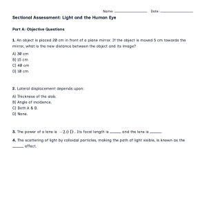 Sectional Assessment: Light and the Human Eye | Physics Optics Test