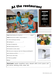 At the restaurant &ndash; karta pracy z angielskiego: dialog i słownictwo
