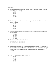 Easy Test 1 - Math Practice Test with 15 Questions