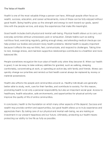 The Value of Health: Essay on Physical and Mental Well-Being