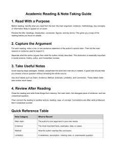 Academic Reading & Note-Taking Guide: Effective Study Skills
