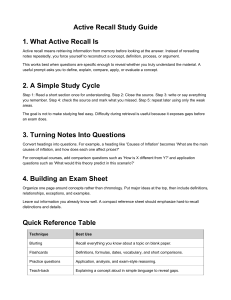 Active Recall Study Guide: Study Techniques and Exam Preparation