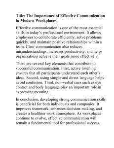 Effective Communication in Modern Workplaces: Key Skills and Benefits