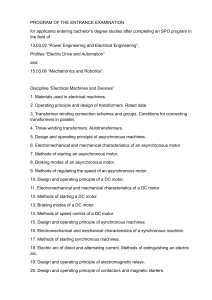 Entrance Examination Program: Electrical Machines and Devices