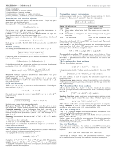 MATH456 Midterm I Cheat Sheet: Cryptography Definitions & Proofs