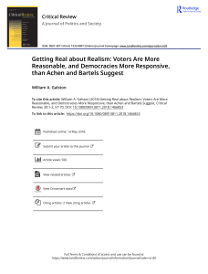 Getting Real about Realism: Galston Critiques Achen and Bartels