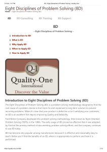 8D: Eight Disciplines of Problem Solving Methodology Guide