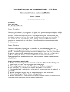 International Business Cultures & Politics Syllabus &ndash; VNU Hanoi