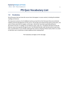 APS111 PS Quiz Vocabulary List &ndash; Engineering Strategies and Practice
