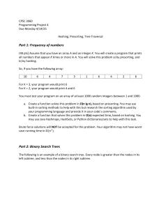 CPSC 3060 Programming Project 4: Hashing, Presorting, Tree Traversal