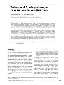 Culture and Psychopathology: Foundations, Issues, Directions