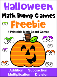 Halloween Math Bump Games Freebie &ndash; 4 Printable Math Board Games