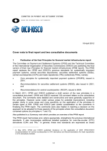 CPSS-IOSCO Principles for Financial Market Infrastructures (PFMI) 2012