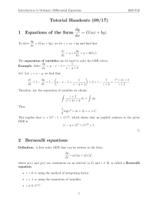 Introduction to Ordinary Differential Equations &ndash; Tutorial Handouts