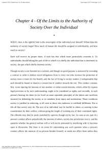 John Stuart Mill, On Liberty: Society's Authority Over the Individual