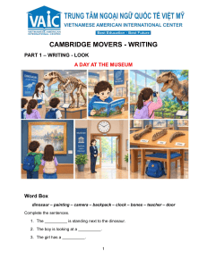 Cambridge Movers Writing Worksheet &ndash; A Day at the Museum