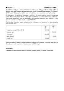Average Clause I: Insurance Claim Activity for Inventory Valuation