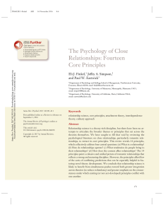The Psychology of Close Relationships: Fourteen Core Principles