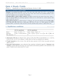CE/ME 250 Statics Quiz 4 Study Guide: Equilibrium of Rigid Bodies