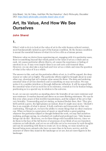 Art, Its Value, And How We See Ourselves - Philosophy of Art Essay