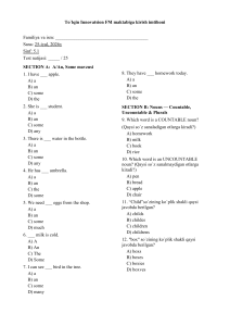 English Entrance Exam Grade 5 &ndash; To'lqin Innovatsion FM School