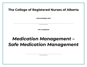 Medication Management &ndash; Safe Medication Management Certificate