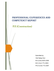 Professional Experiences and Competency Report &ndash; P.E (Construction)