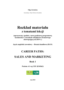 Rozkład materiału &ndash; angielski zawodowy: Sales and Marketing Book 1