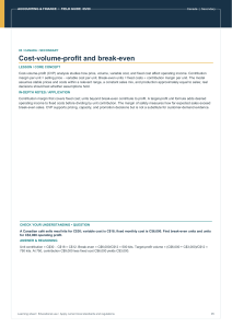 Cost-Volume-Profit and Break-Even Analysis Lesson Sheet &ndash; Accounting