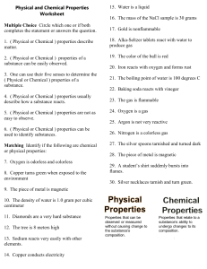 Physical and Chemical Properties Worksheet &ndash; Chemistry Practice