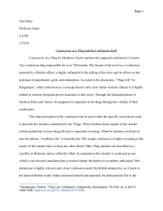 Confessions of a Thug and the Confession Itself: Literary Essay