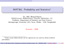 MAT361: Probability and Statistics – University Lecture Slides