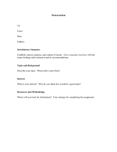 Memorandum Template for Academic Research Proposal Assignment