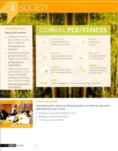 English Coursebook Unit 1: Society &ndash; Global Politeness & Manners