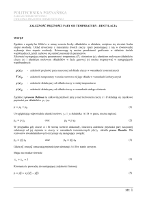 Zależność prężności pary od temperatury - destylacja: ćwiczenie lab.