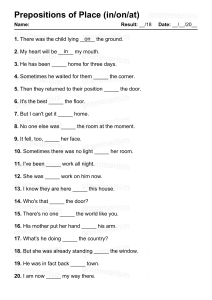 Prepositions of Place (in/on/at) Worksheet &ndash; 20 Grammar Exercises