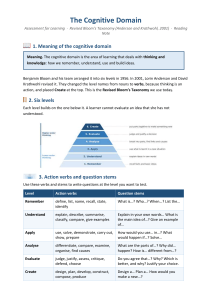 The Cognitive Domain: Revised Bloom's Taxonomy Reading Note