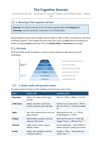 The Cognitive Domain: Revised Bloom's Taxonomy Reading Note